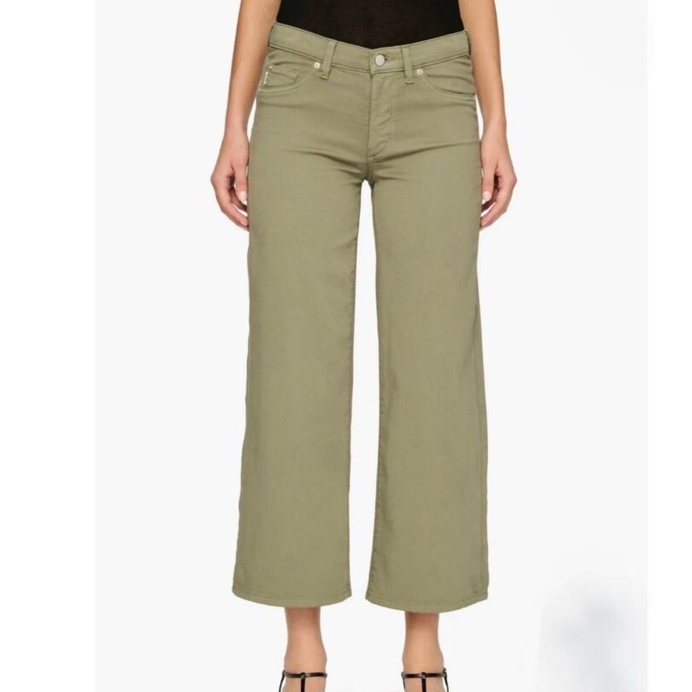 DL1961 Olive 'Coastal Marsh' Hepburn Wide Leg Jeans